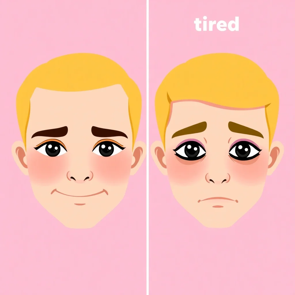 Comparison of two faces showing different states of facial features including cheekbones, dark circles, and jawline definition