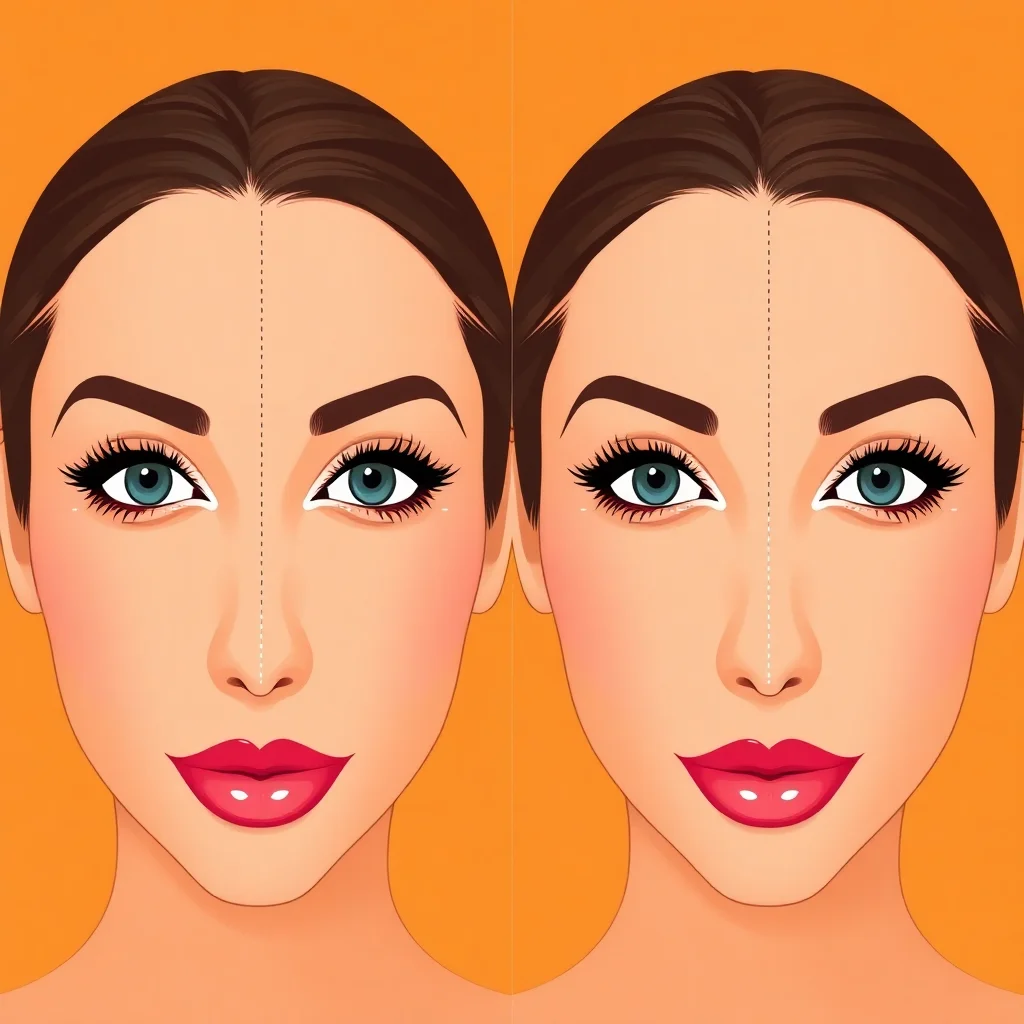 Comparaison avant/après illustrant la correction de l'asymétrie des sourcils grâce aux techniques de mapping