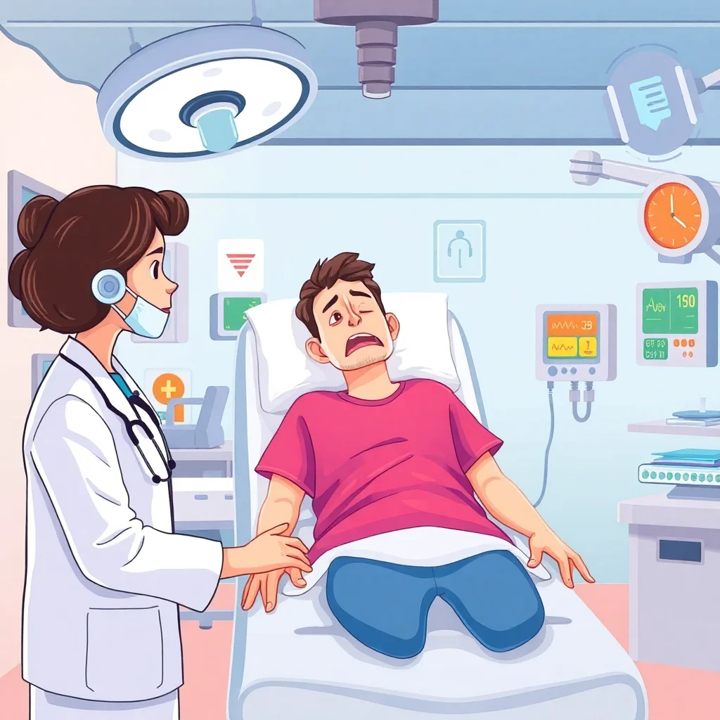 Professionnel de santé examinant un patient en détresse dans un environnement hospitalier d'urgence